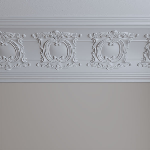 Ekena Millwork - MLD12X12X17EM - 12"H x 12 5/8"P x 17 1/2"F x 94 1/2"L, (16" Repeat), Emery Cove Crown Moulding