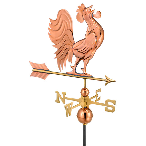 Good Directions - GD637P - Crowing Rooster Weathervane - Pure Copper