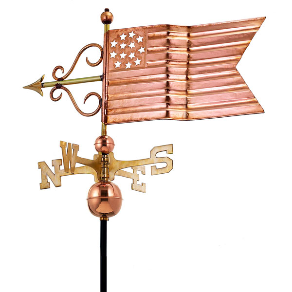 Good Directions - GD667P - American Flag Weathervane - Pure Copper