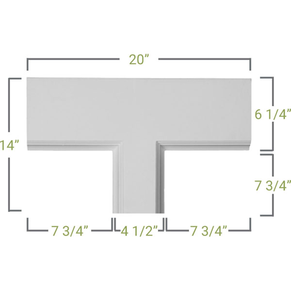 Ekena Millwork - CC05PTE02X14X20TR - 14"W x 2"P x 20"L Perimeter Tee for 5" Traditional Coffered Ceiling System
