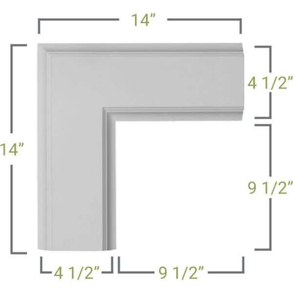 Ekena Millwork - CC05ICN02X14X14TR - 14"W x 2"P x 14"L Inner Corner for 5" Traditional Coffered Ceiling System