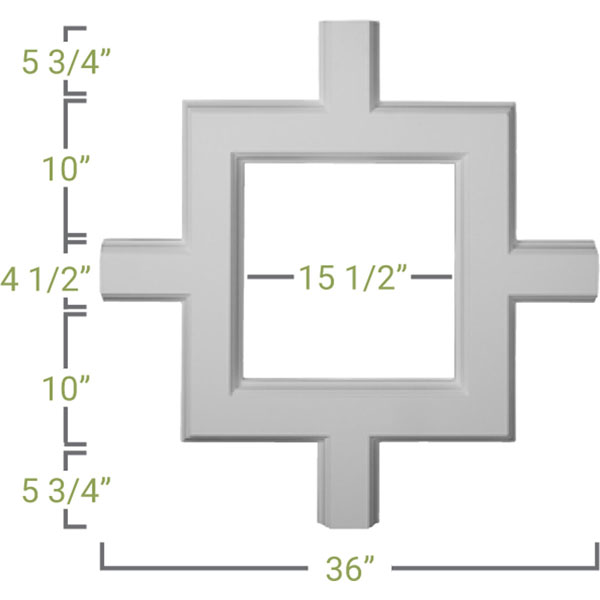Ekena Millwork - CC05ISI02X36X36TR - 36"W x 2"P x 36"L Inner Square Intersection for 5" Traditional Coffered Ceiling System