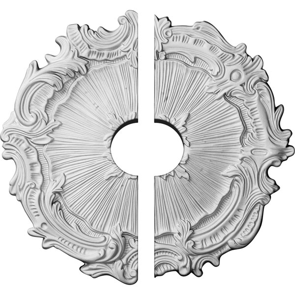 Ekena Millwork - CM16PL2-03500 - 16 3/4"OD x 3 1/2"ID x 1 3/8"P Plymouth Ceiling Medallion, Two Piece (Fits Canopies up to 3 1/2")