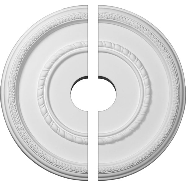Ekena Millwork - CM17FE2-03500 - 17 3/8"OD x 3 1/2"ID x 1 1/8"P Federal Roped Large Ceiling Medallion, Two Piece (Fits Canopies up to 7 3/4")