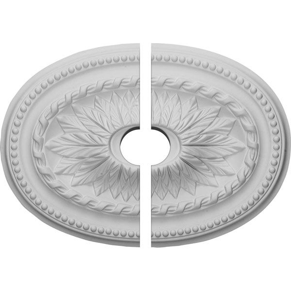 Ekena Millwork - CM18SA2-03500 - 18 1/2"W x 13 1/2"H x 3 1/2"ID x 1 7/8"P Saverne Ceiling Medallion, Two Piece (Fits Canopies up to 3 1/2")