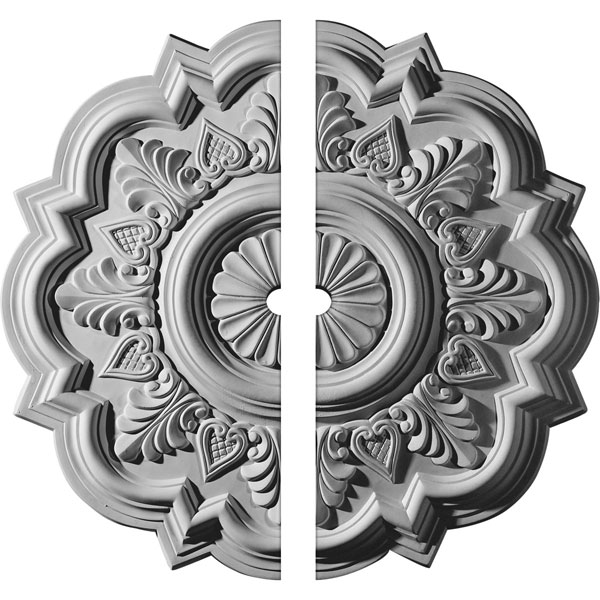 Ekena Millwork - CM20DR2-01500 - 20 1/4"OD x 1 1/2"ID x 1 1/2"P Deria Ceiling Medallion, Two Piece (Fits Canopies up to 6")