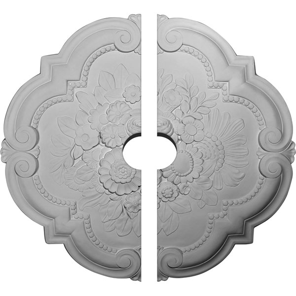 Ekena Millwork - CM24VI2-03500 - 24 3/8"OD x 3 1/2"ID x 1"P Victorian Ceiling Medallion, Two Piece (Fits Canopies up to 3 1/2")