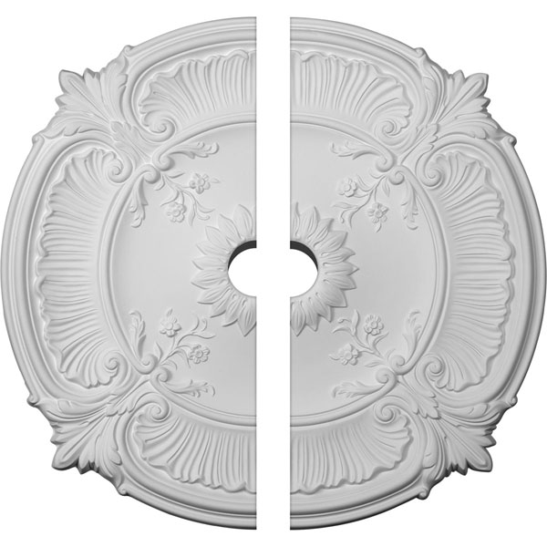 Ekena Millwork - CM30AT2-03000 - 30 1/8"OD x 3"ID x 1 1/2"P Attica Acanthus Leaf Ceiling Medallion, Two Piece (Fits Canopies up to 3 1/4")