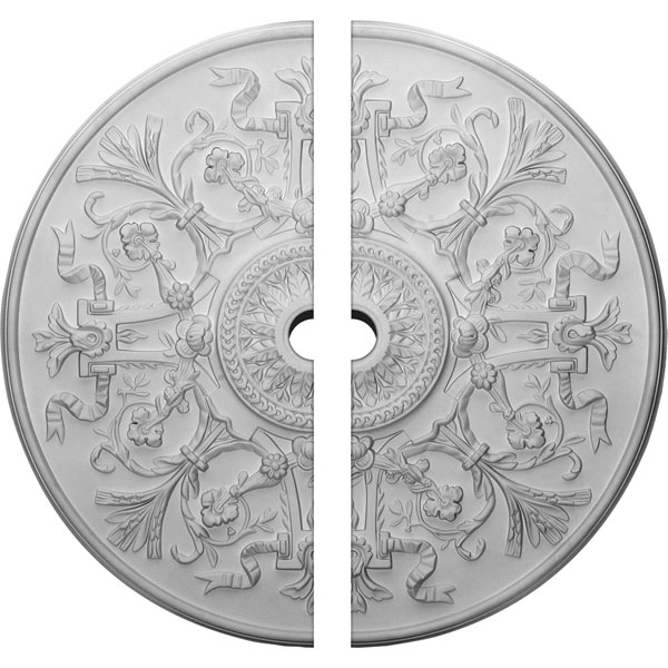 Ekena Millwork - CM33VE2-02500 - 33"OD x 2 1/2"ID x 1 3/4"P Versailles Ceiling Medallion, Two Piece (Fits Canopies up to 3 1/4")