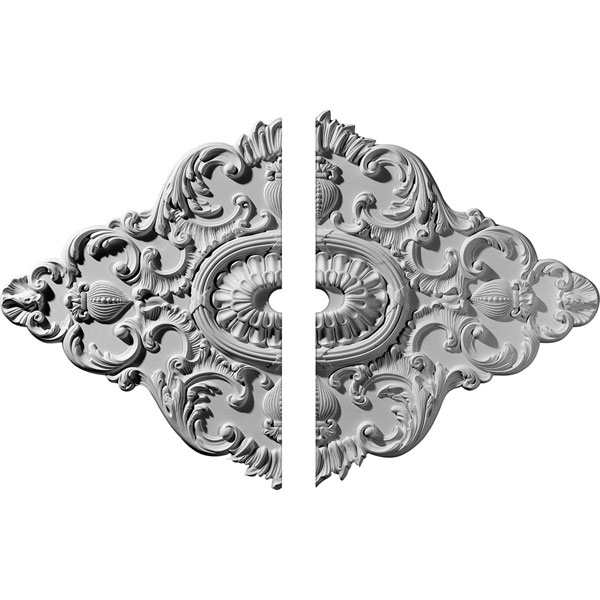 Ekena Millwork - CM42X28AS2-03000 - 42 3/4"W x 28 7/8"H x 3"ID x 1"P Ashford Ceiling Medallion, Two Piece (Fits Canopies up to 3")