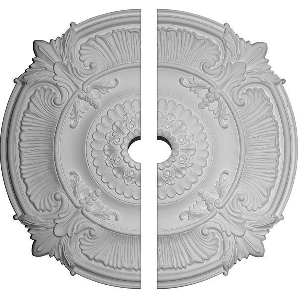 Ekena Millwork - CM53AT2-05000 - 53 1/2"OD x 5"ID x 3 1/2"P Attica Acanthus Leaf Ceiling Medallion, Two Piece (Fits Canopies up to 5")