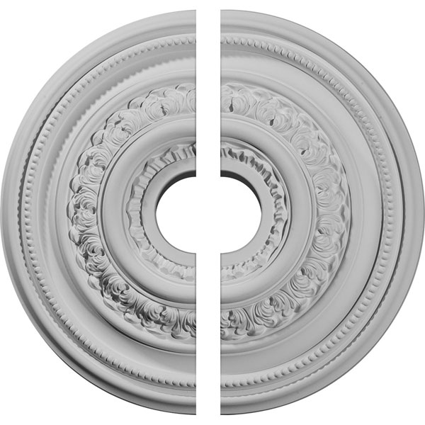 Ekena Millwork - CM17OL2 - 17 5/8"OD X 3 5/8"ID X 1 7/8"P Orleans Ceiling Medallion, Two Piece (Fits Canopies up to 4 5/8")