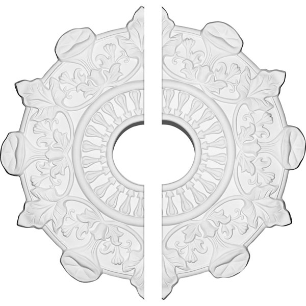 Ekena Millwork - CM17PR2 - 17 1/2"OD x 4"ID x 1"P Preston Ceiling Medallion, Two Piece (Fits Canopies up to 4")