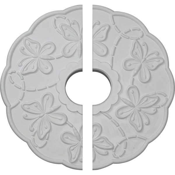 Ekena Millwork - CM17TS2 - 17 7/8"OD x 3 7/8"ID x 1"P Terrones Butterfly Ceiling Medallion, Two Piece (Fits Canopies up to 3 7/8")