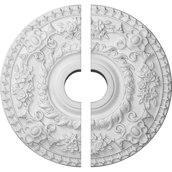 Ekena Millwork - CM18RO2 - 18"OD x 3 1/2"ID x 1 1/2"P Rose Ceiling Medallion, Two Piece (Fits Canopies up to 7 1/4")