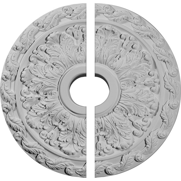 Ekena Millwork - CM19SP2 - 19 7/8"OD x 3 5/8"ID x 1 1/4"P Spring Leaf Ceiling Medallion, Two Piece (Fits Canopies up to 5 5/8")