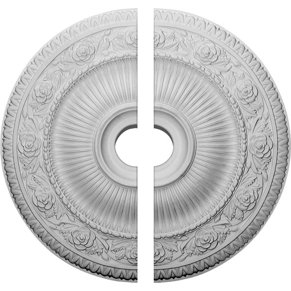 Ekena Millwork - CM24LO12 - 24 1/4"OD x 3 7/8"ID x 2"P Logan Ceiling Medallion, Two Piece (Fits Canopies up to 6 1/8")