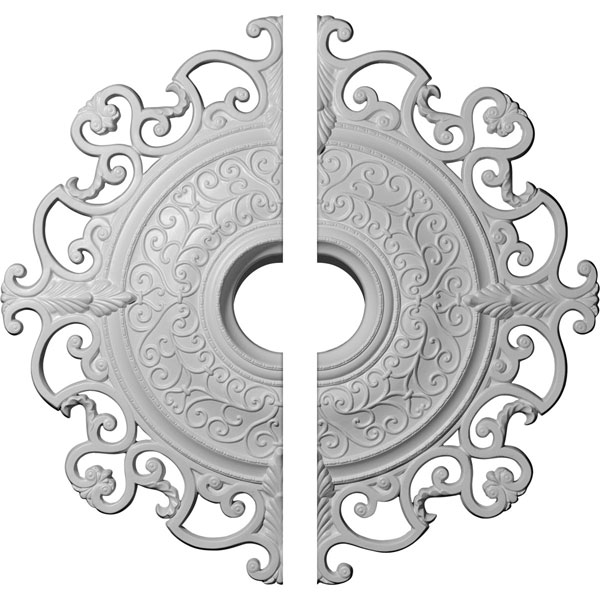 Ekena Millwork - CM38OL2 - 38 3/8"OD x 6 5/8"ID x 2 7/8"P Orleans Ceiling Medallion, Two Piece (Fits Canopies up to 8 1/4")
