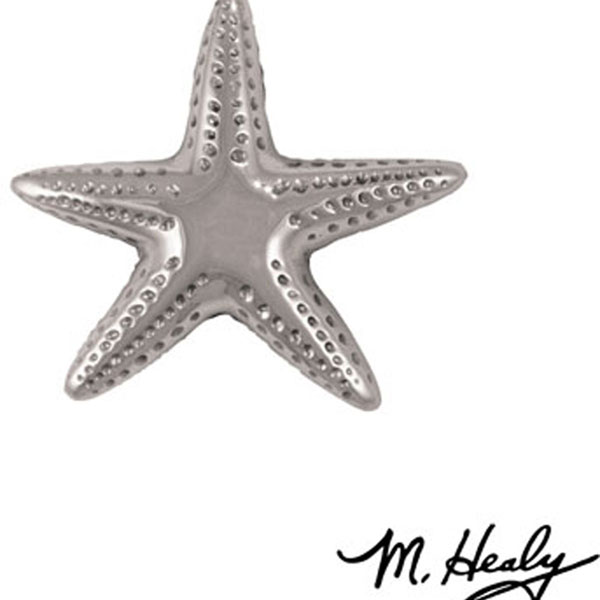 Michael Healy Designs - MHR67 - 3 1/4"W x 3/4"D x 3"H Michael Healy Starfish Doorbell Ringer, Nickel Silver