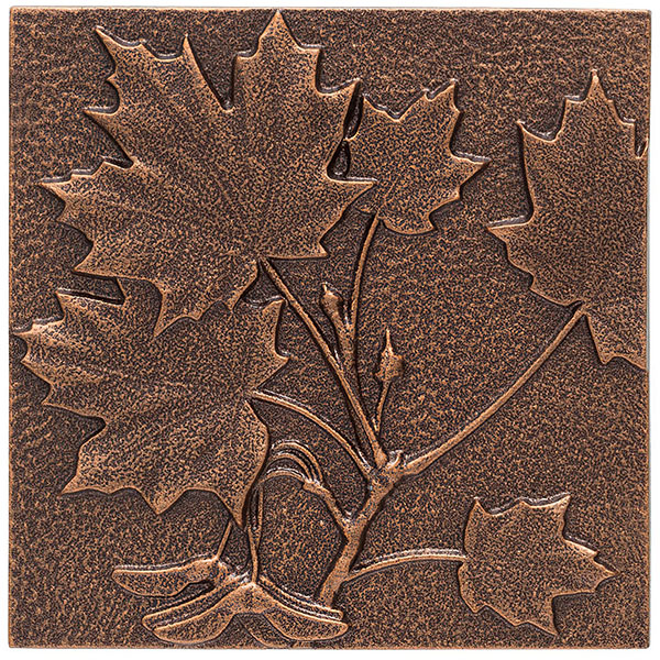 Whitehall Products LLC - WH10243 - 8"L x 8"W x 1"H Maple Leaf Wall Decor, Antique Copper
