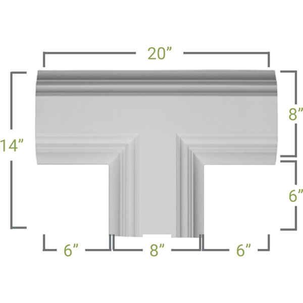 Ekena Millwork - CC08ITE04X14X20DE - 14"W x 4"P x 20"L Inner Tee for 8" Deluxe Coffered Ceiling System (Kit)