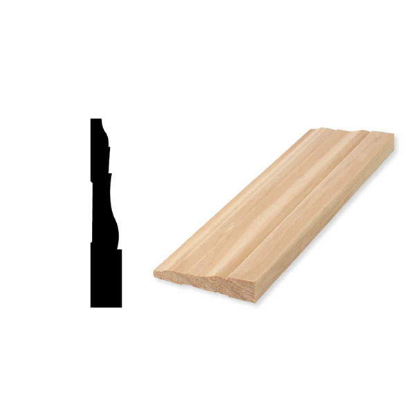 Woodgrain Distribution - MLD10002019 - 3 1/4"H x 1/2"P x 96"L Wood Base Moulding (Profile # 631), Primed Fingerjoint Pine