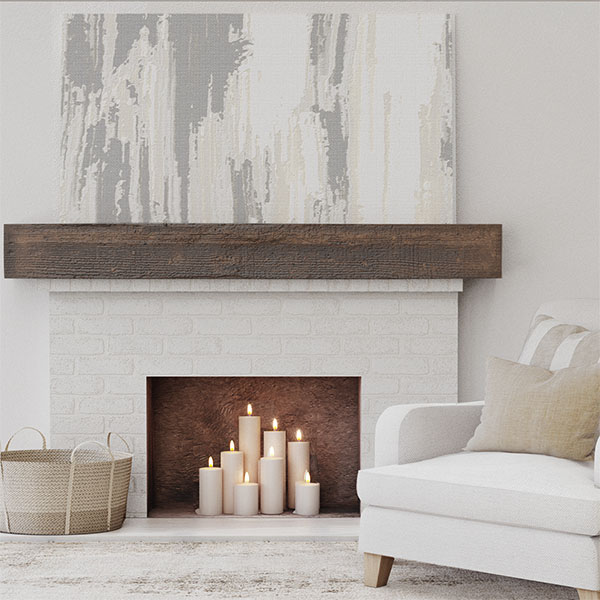 Ekena Millwork - MANURS - Rough Sawn Faux Wood Fireplace Mantel