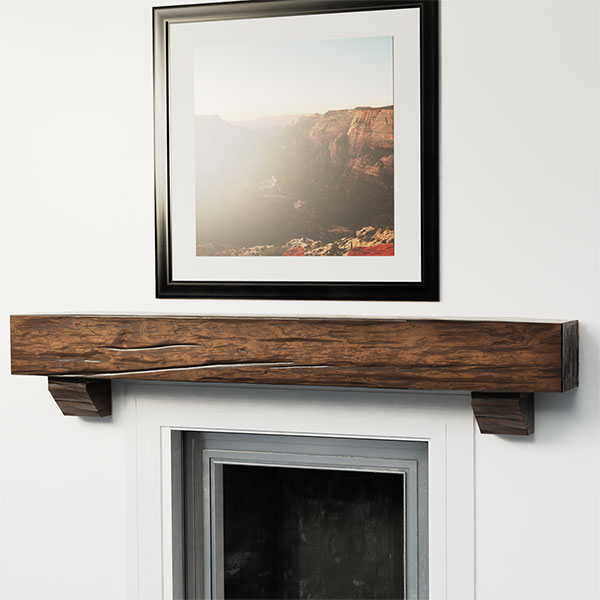 Ekena Millwork - MANUBK - Faux Wood Fireplace Mantel Kit w/ Breckinridge Corbels