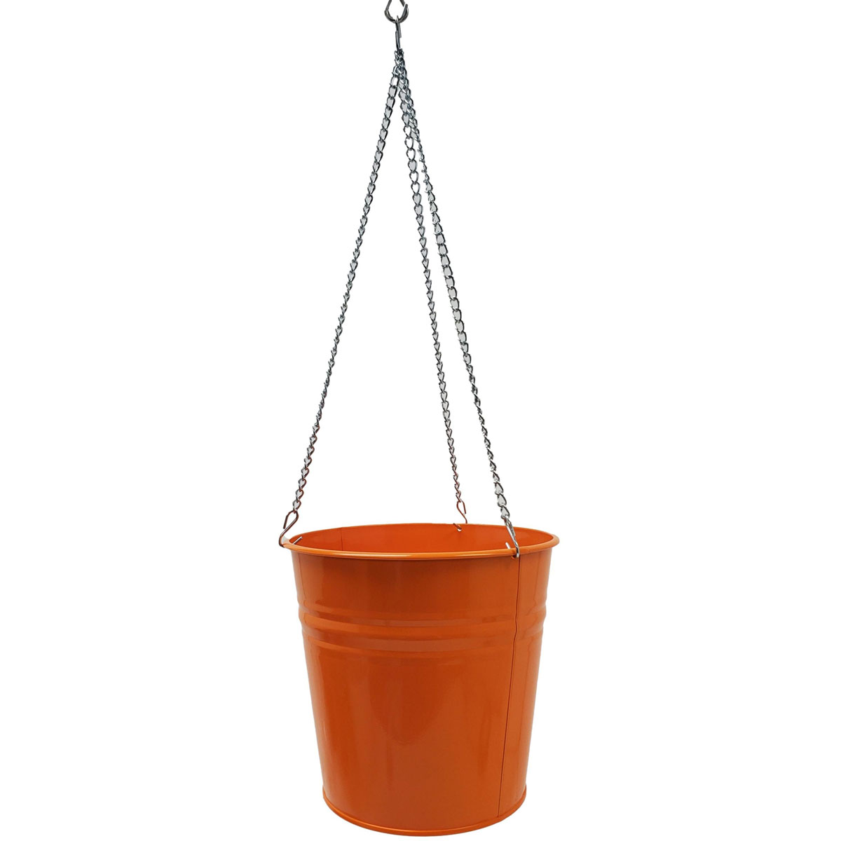 Houston International Trading HI6151E-TA $20.00 - 9"W x 9"D x 9"H Enameled  Galvanized Steel Hanging Planter, Tangerine