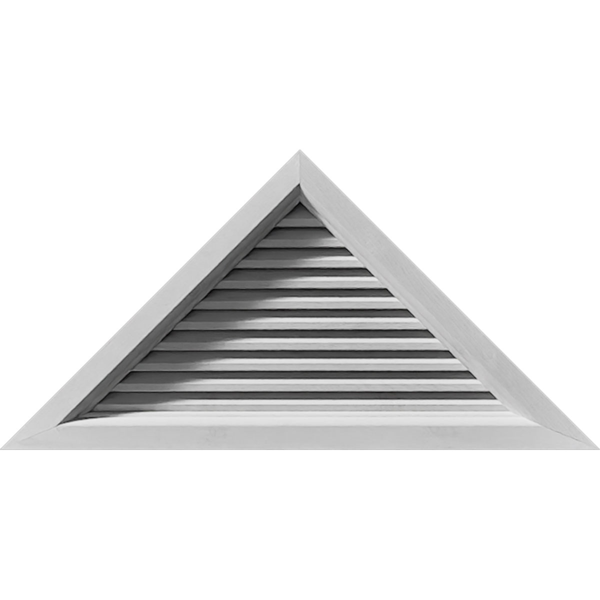 30"W X 15"H PVC Triangle Gable Vent – 12/12 Pitch, Surface Mount With Brickmould Frame (Functional)